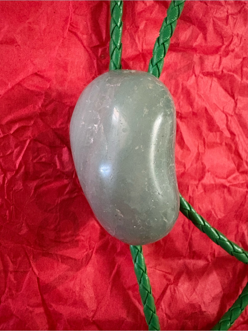 Green Stone Pendant on Braided Green Cord
